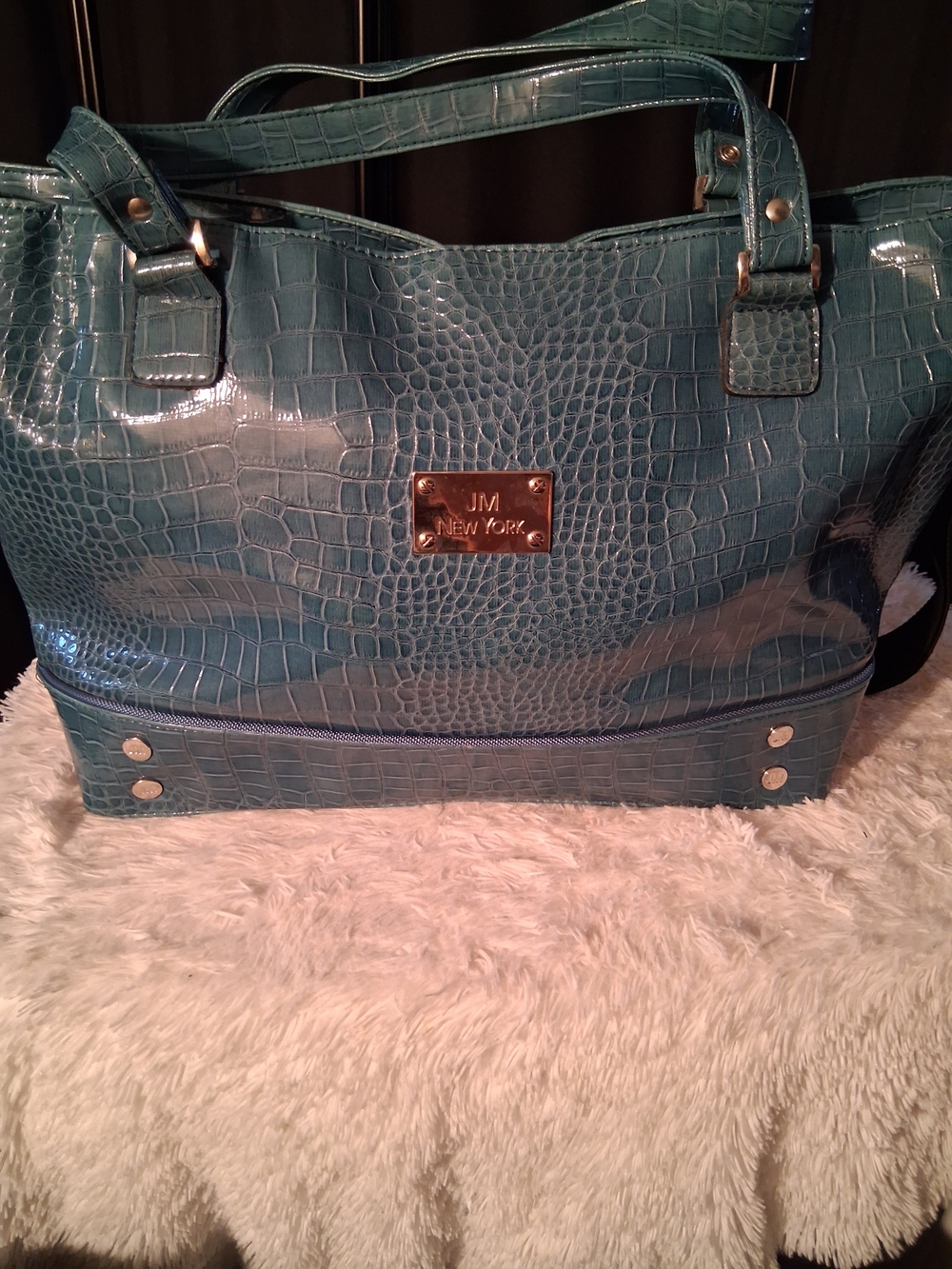 JM New York Teal Croc-Embossed / computer bag